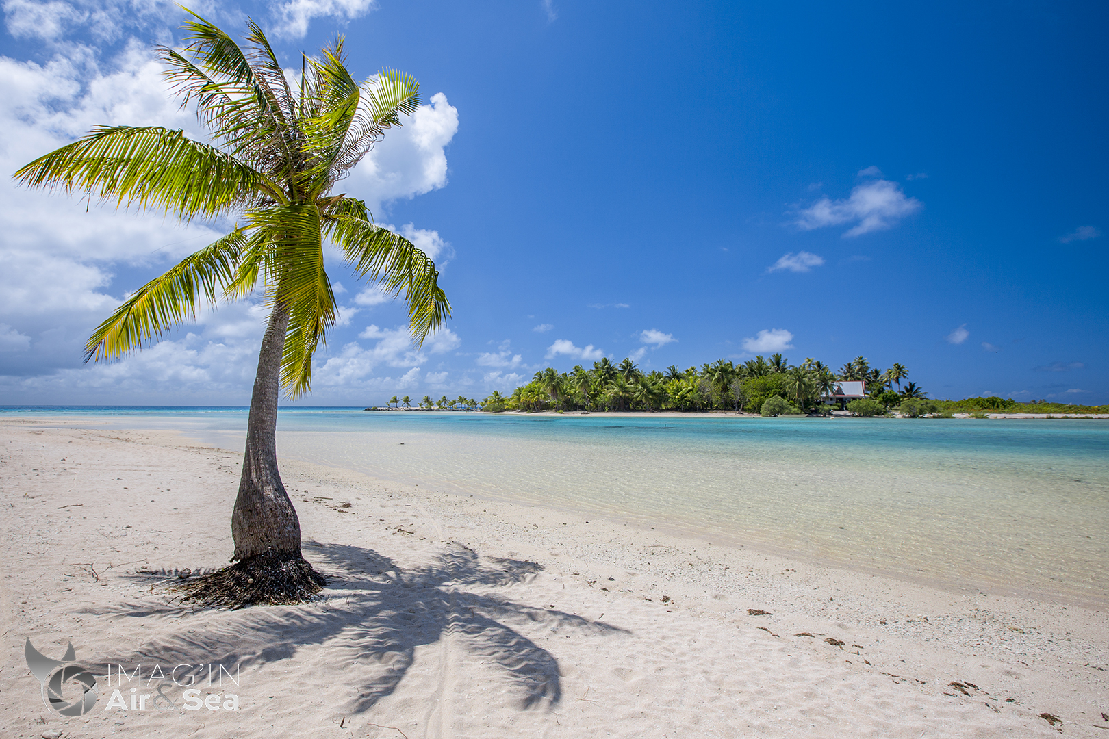 Vue sur le sable blanc de Tikehau en Polynésie