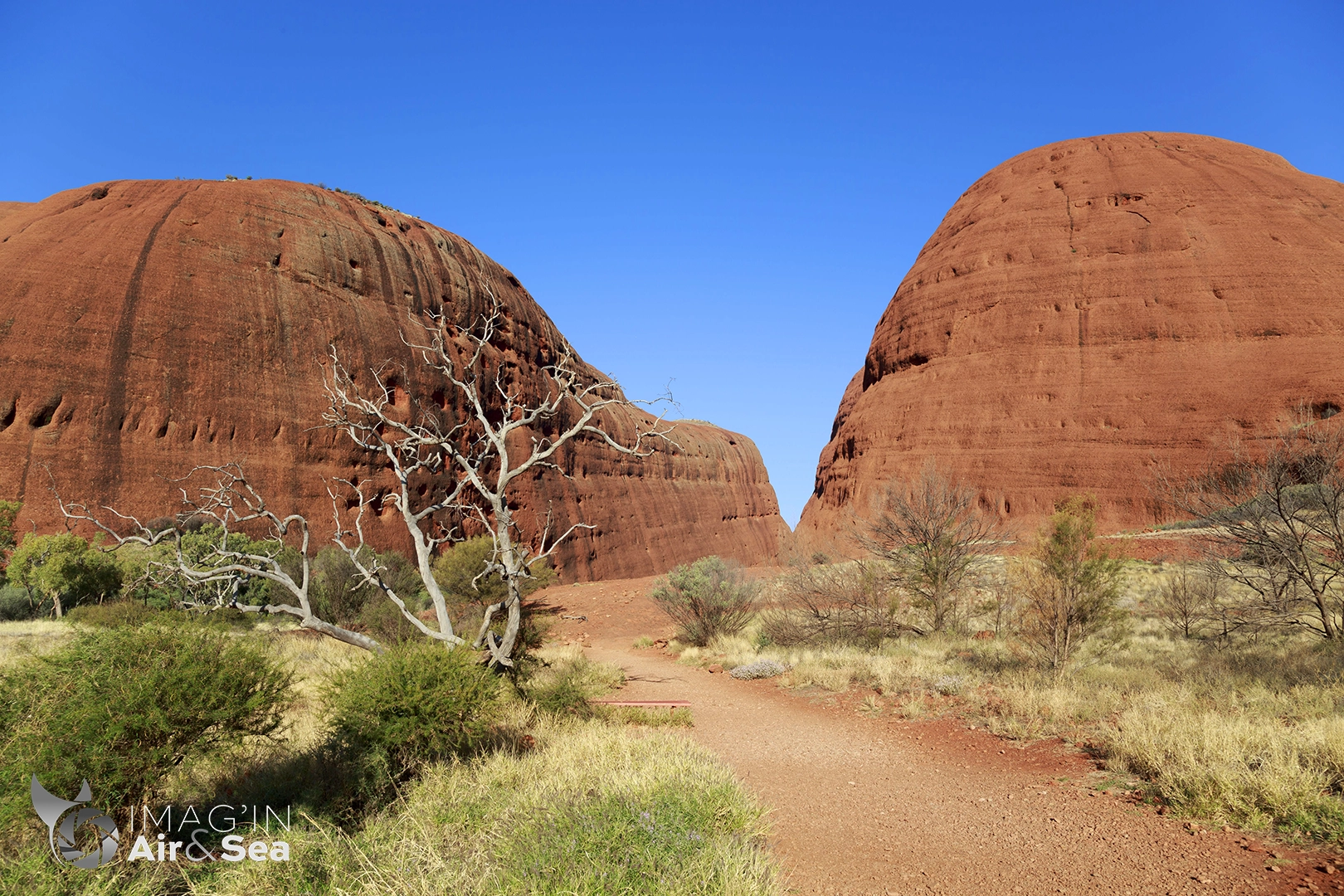 Photo des Olgas, Kata Tjuṯa dans le centre rouge en Australie sous un beau ciel bleu
